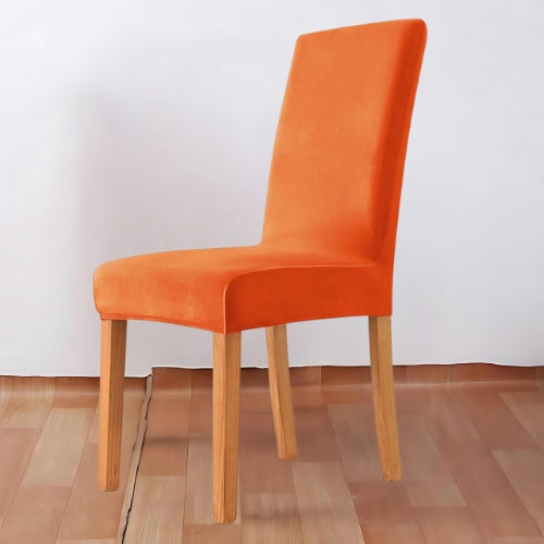 Quirky Hub Premium Wrinkle-Free Stretchable | Washable Plain Velvet Chair Covers | Light Orange (QHCC-169)