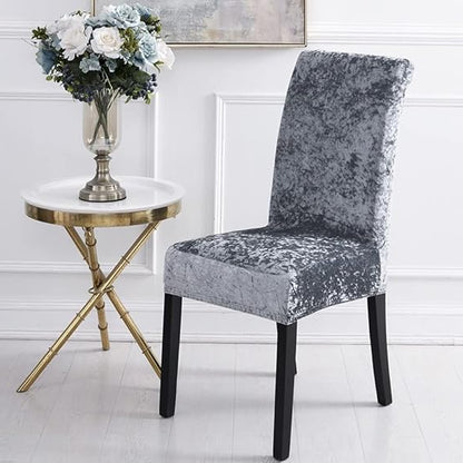 Quirky Hub Premium Wrinkle-Free Stretchable | Washable Plain Velvet Chair Covers |Dark Grey  (QHCC-170)