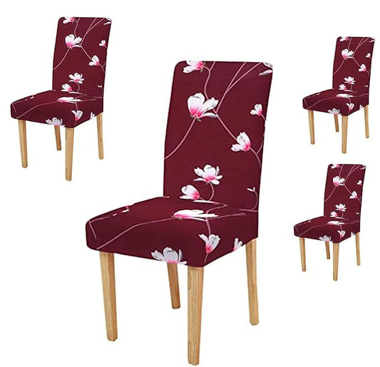 Floral Maroon Printed Chair Cover
