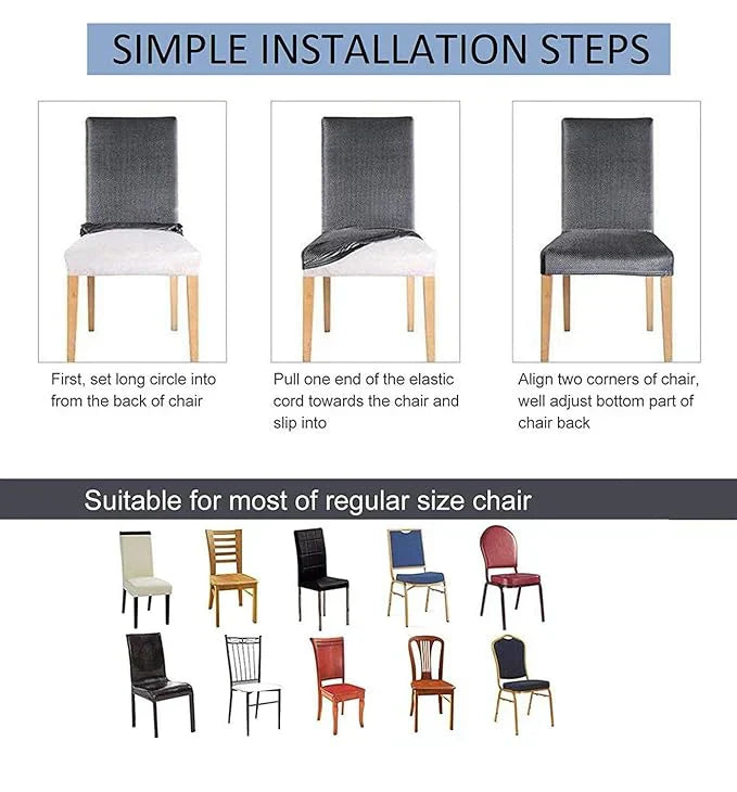 Quirky Hub Premium Wrinkle-Free Stretchable | Washable Plain Velvet Chair Covers |Dark Grey  (QHCC-170)