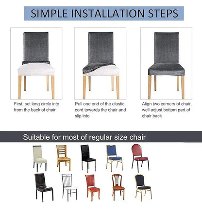 Quirky Hub Premium Wrinkle-Free Stretchable | Washable Plain Velvet Chair Covers |Dark Grey  (QHCC-170)