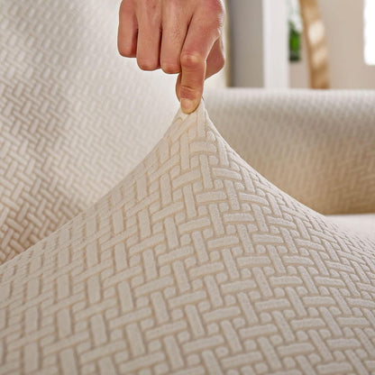2025 L Shape Polar Fleece Sofa Cover : Cream