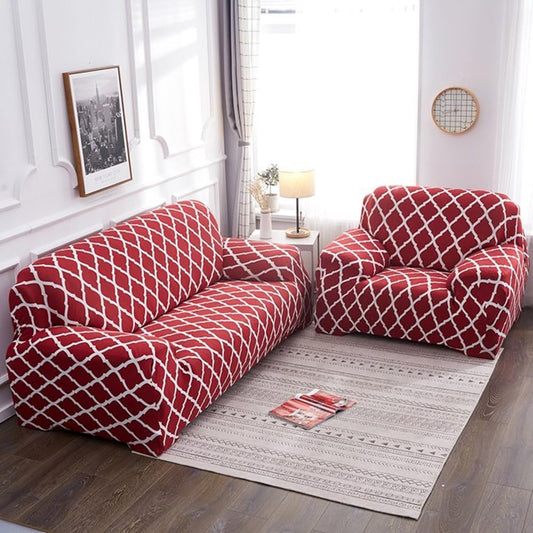 Quirkyhub Red Diamond Strechable Sofa Cover