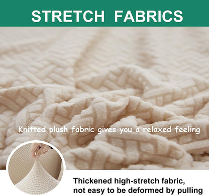 2025 L Shape Polar Fleece Sofa Cover : Cream