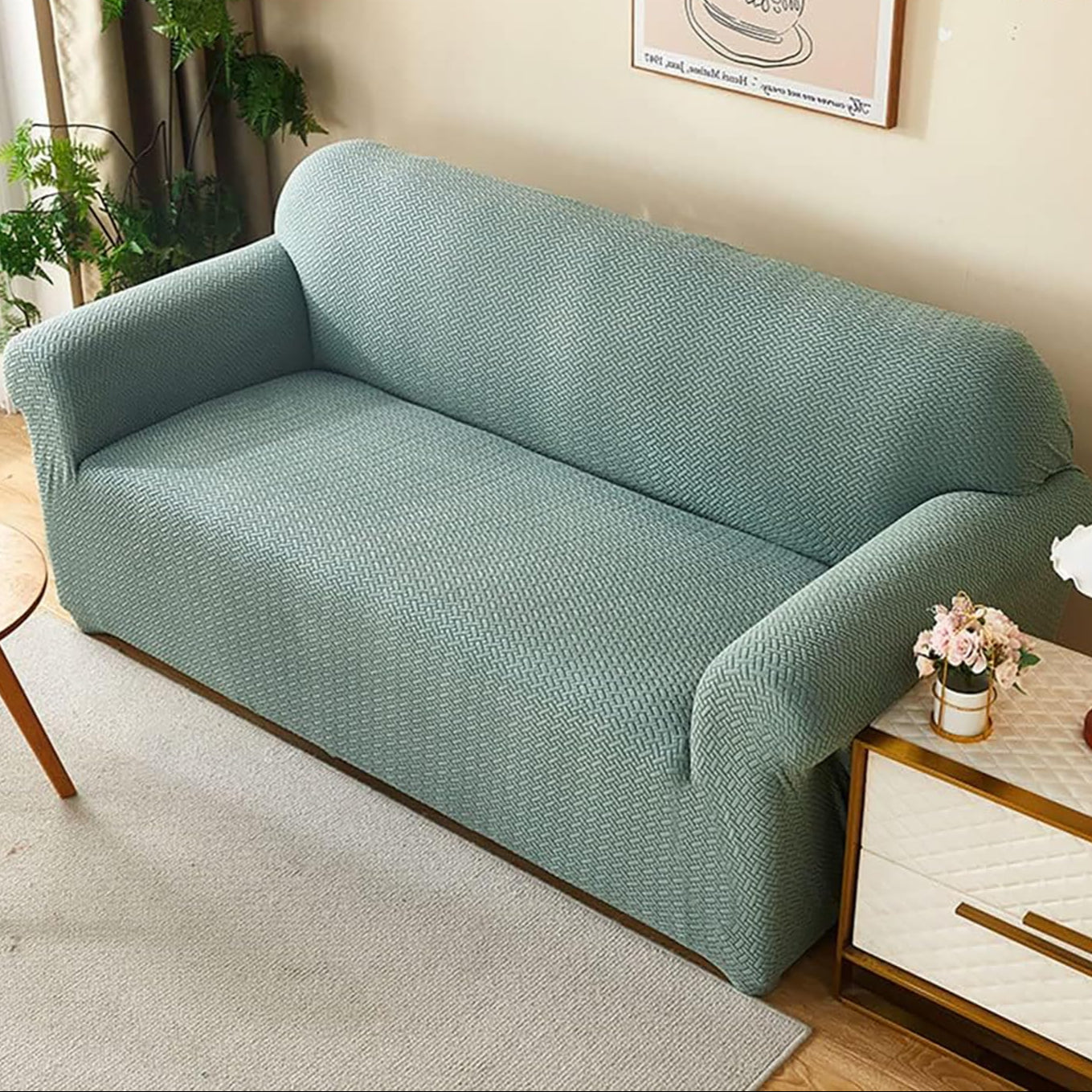 2025 Polar Fleece Sofa Cover : Pastel Green