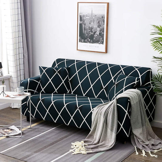 Quirkyhub- Cross Blue Strechable Sofa Cover