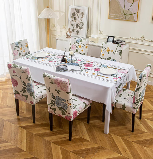 Premium Dining Table & Chair Cover Combo - Vanilla Orchid