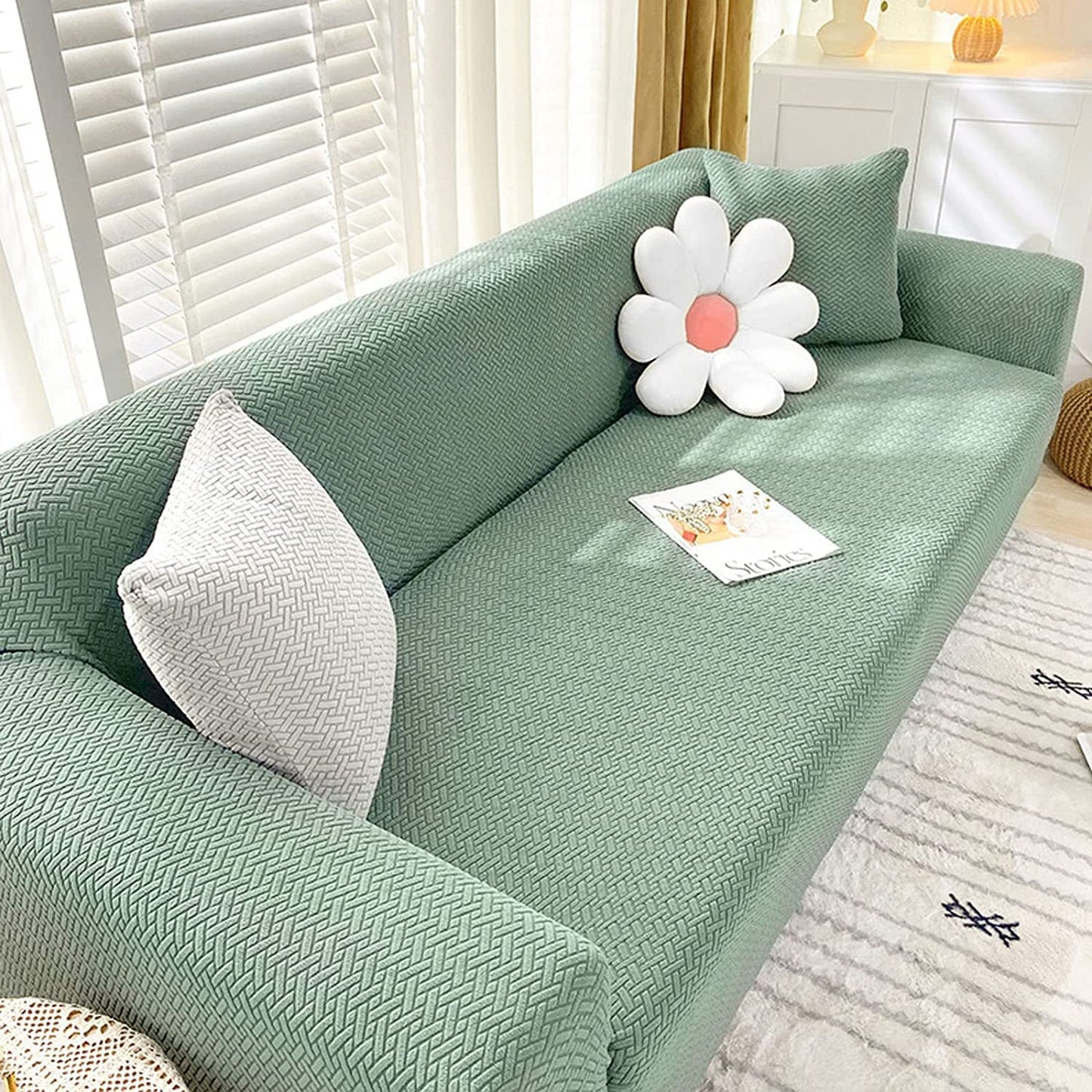 2025 Polar Fleece Sofa Cover : Pastel Green