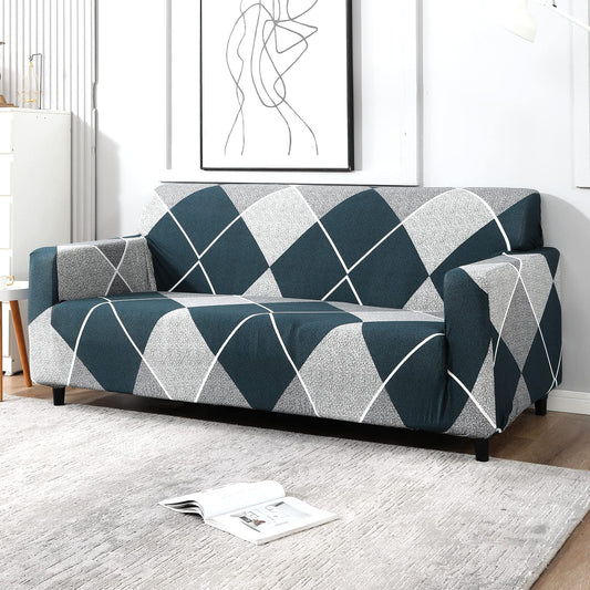 Quirkyhub- Checkerplaid Blue Strechable Sofa Cover