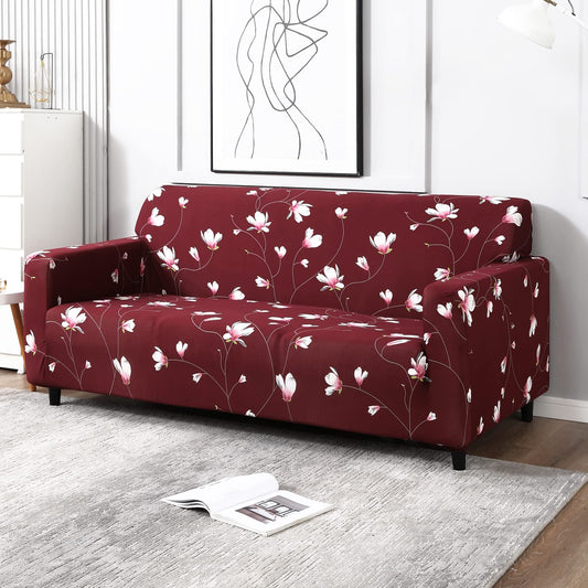 Quirkyhub- Floral Maroon Strechable Sofa Cover