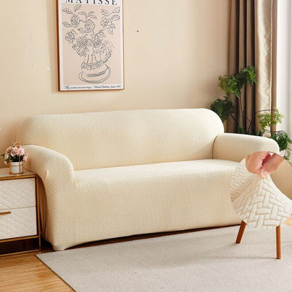 2025 L Shape Polar Fleece Sofa Cover : Cream