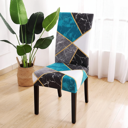 Blue Marble Printed Chair Cover