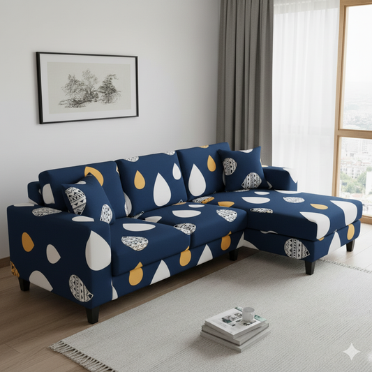 L Shape Quirkyhub Water Mark Strechable Sofa Cover