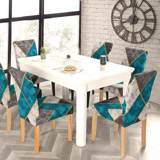 Blue Marble Printed Chair Cover