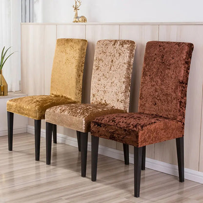 Quirky Hub Premium Wrinkle-Free Stretchable | Washable Plain Velvet Chair Covers , Crushed Velvet Brown (QHCC-138)