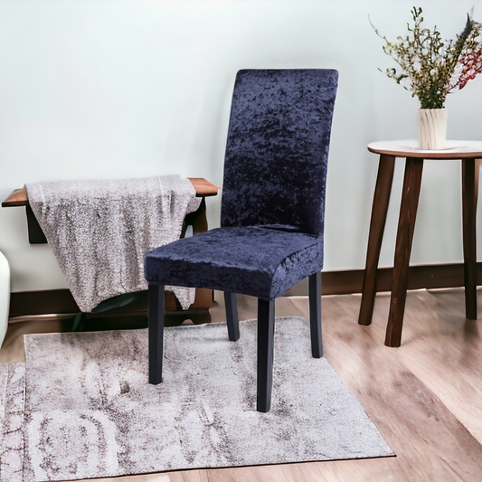 Quirky Hub Premium Wrinkle-Free Stretchable | Washable Plain Velvet Chair Covers| Navy Blue  (QHCC-125)