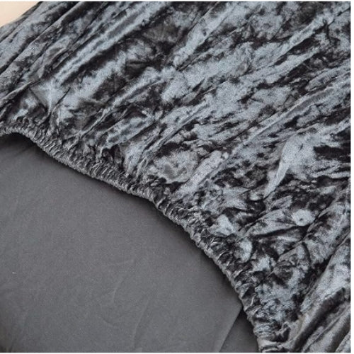 Quirky Hub Premium Wrinkle-Free Stretchable | Washable Plain Velvet Chair Covers |Dark Grey  (QHCC-170)