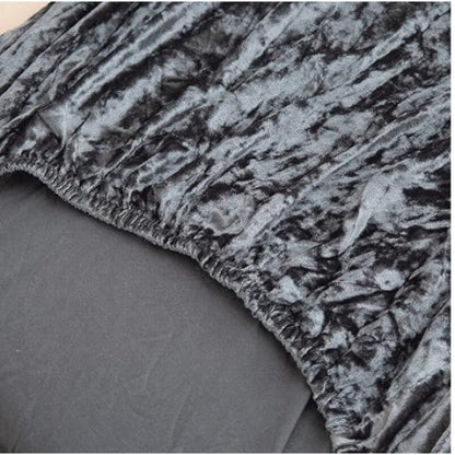 Quirky Hub Premium Wrinkle-Free Stretchable | Washable Plain Velvet Chair Covers |Dark Grey  (QHCC-170)