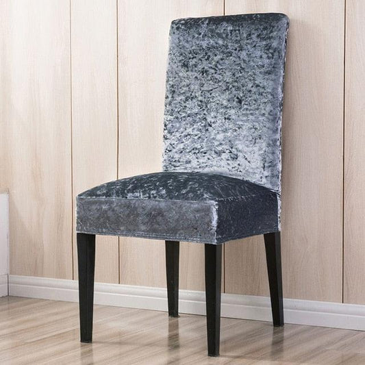Quirky Hub Premium Wrinkle-Free Stretchable | Washable Plain Velvet Chair Covers ,Grey (QHCC-093)