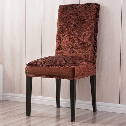 Quirky Hub Premium Wrinkle-Free Stretchable | Washable Plain Velvet Chair Covers , Crushed Velvet Brown (QHCC-138)