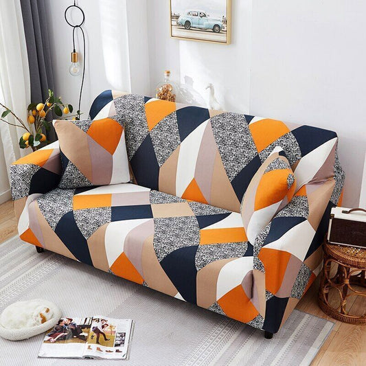 Quirkyhub- Prism Orange Strechable Sofa Cover