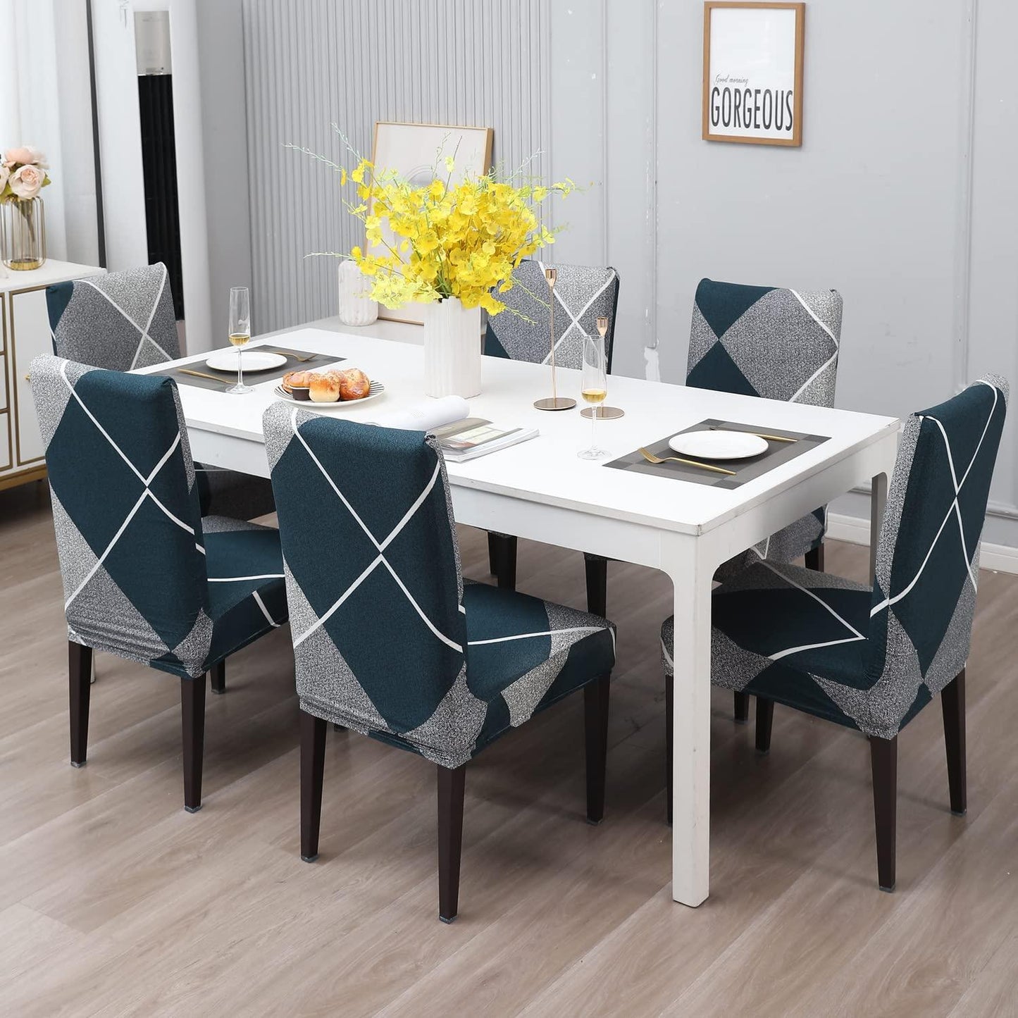 Checkerplaid Blue Chair Cover