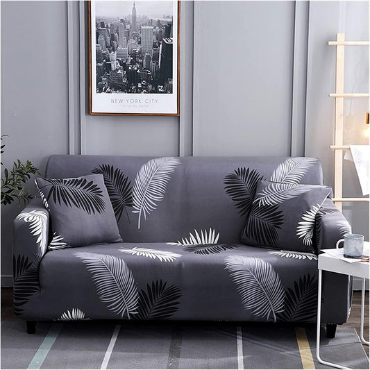 Quirkyhub- Charcoal Fern Strechable Sofa Cover