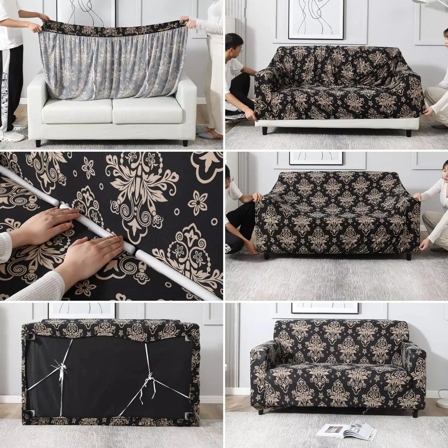 Blooming Elegance: Floral brown Sofa Covers for Fabulous Home Decor - Fab Home Decor - Sofa Cover