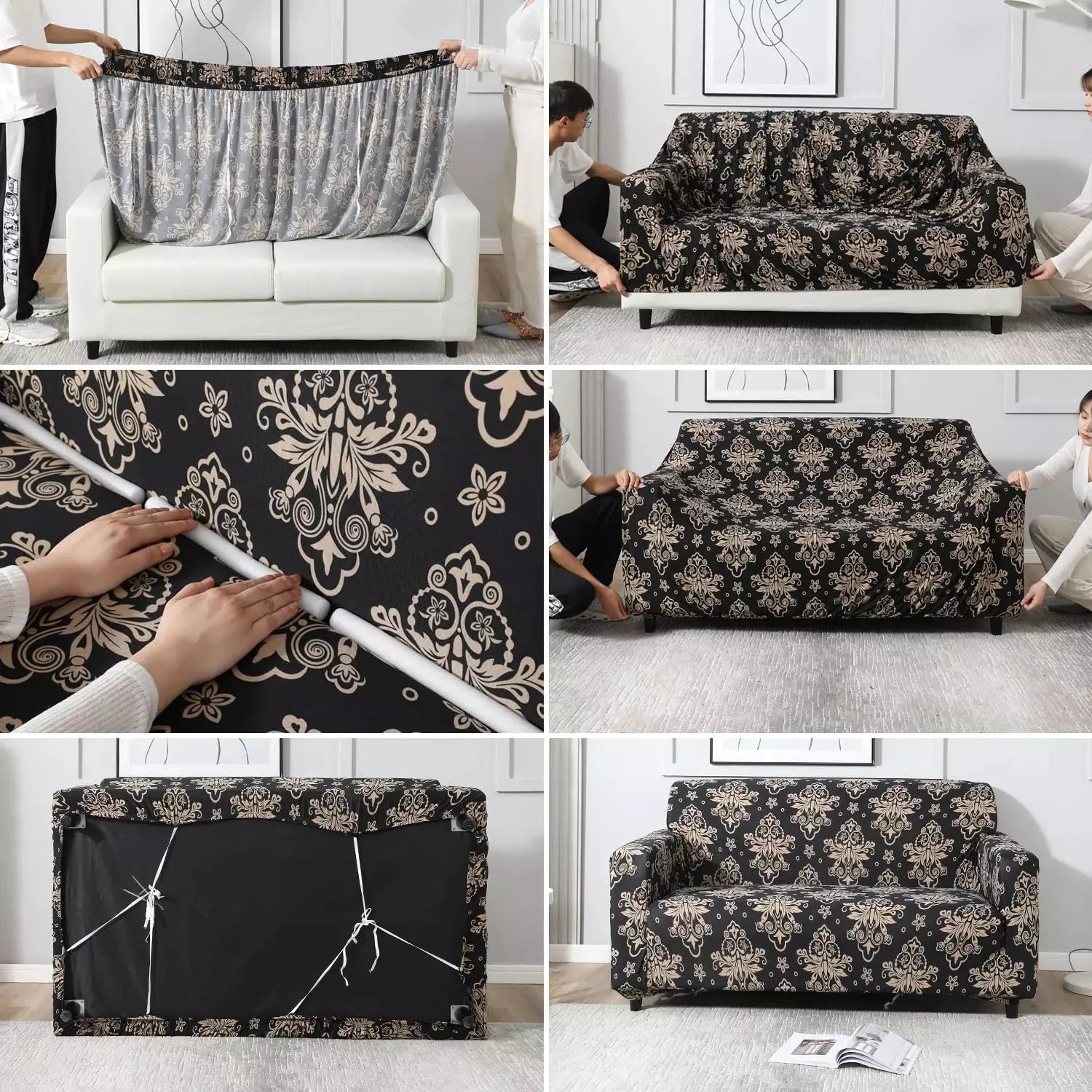 Blooming Elegance: Floral brown Sofa Covers for Fabulous Home Decor - Fab Home Decor - Sofa Cover