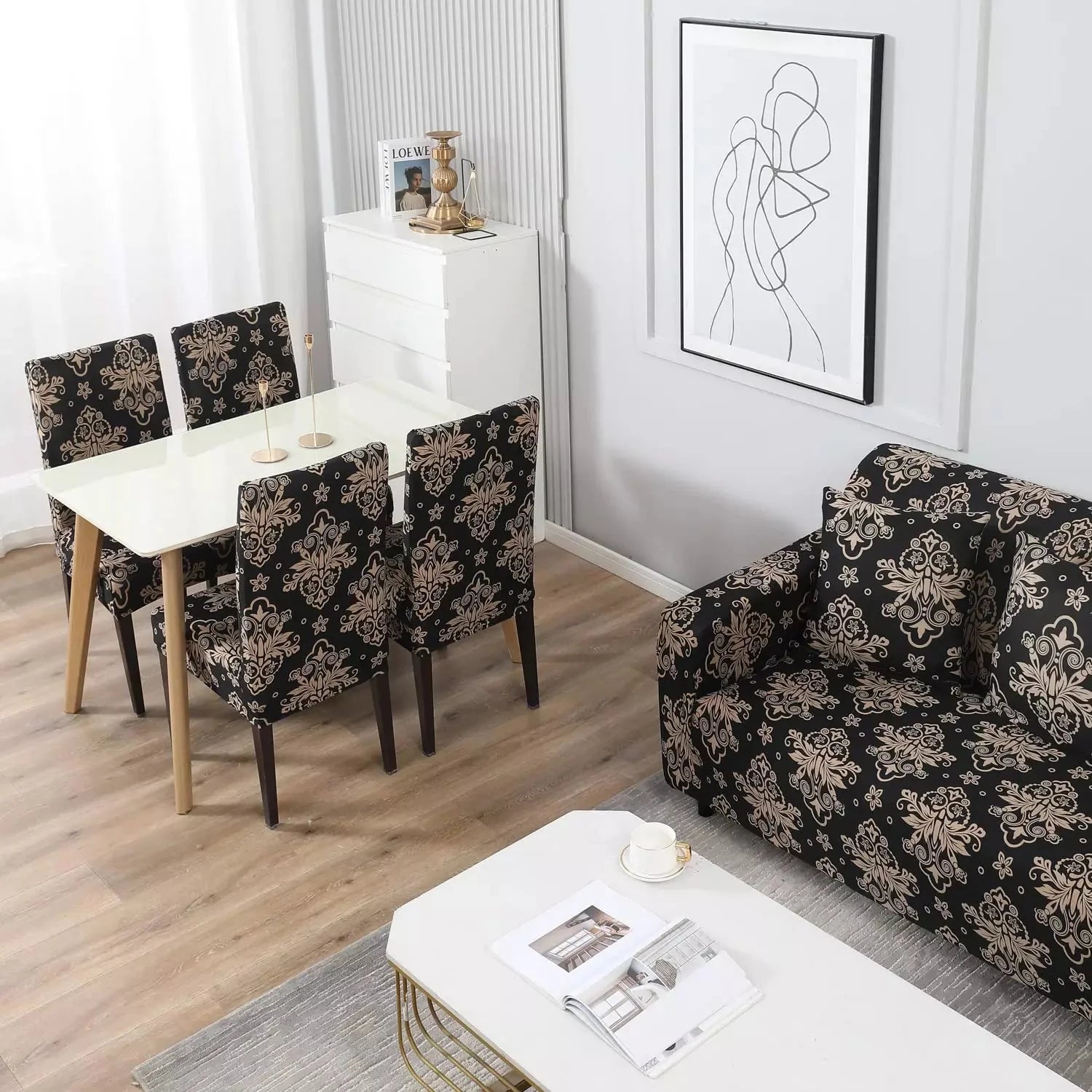 Blooming Elegance: Floral brown Sofa Covers for Fabulous Home Decor - Fab Home Decor - Sofa Cover